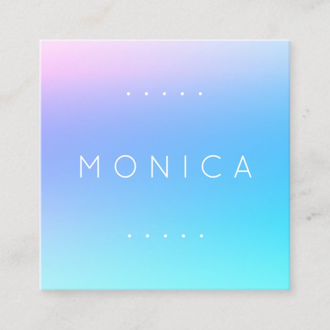 Silky sky blue tone square business card (Front)