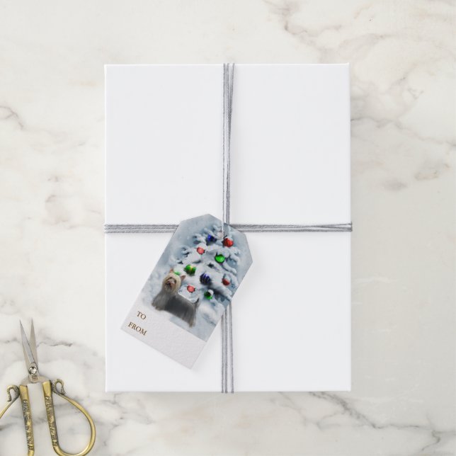 Silky Terrier Christmas Gift Tags (With Twine)