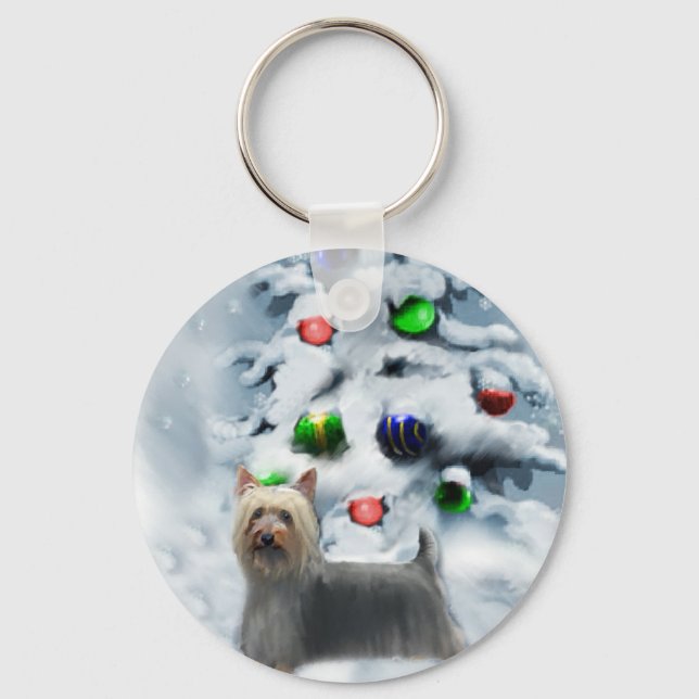 Silky Terrier Christmas Gifts Key Ring (Front)