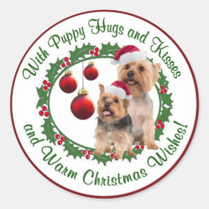 Silky Terrier Christmas Wishes Round Seals
