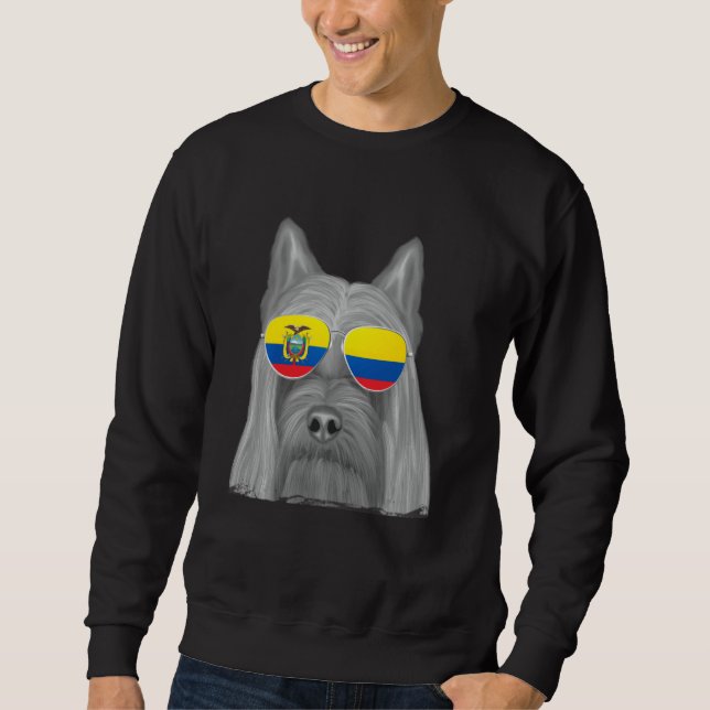 Silky Terrier Dog Ecuador Flag Sunglasses Sweatshirt (Front)