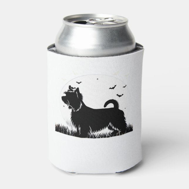 Silky Terrier Dog � Halloween Moon Silhouette Clas Can Cooler (Can Front)