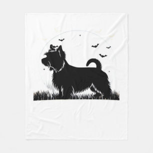 Silky Terrier Dog � Halloween Moon Silhouette Clas Fleece Blanket