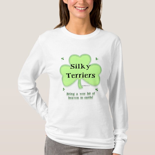 Silky Terrier Heaven, St Patrick's day Terrier T-Shirt (Front)