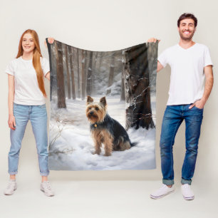 Silky Terrier Let It Snow Christmas Fleece Blanket