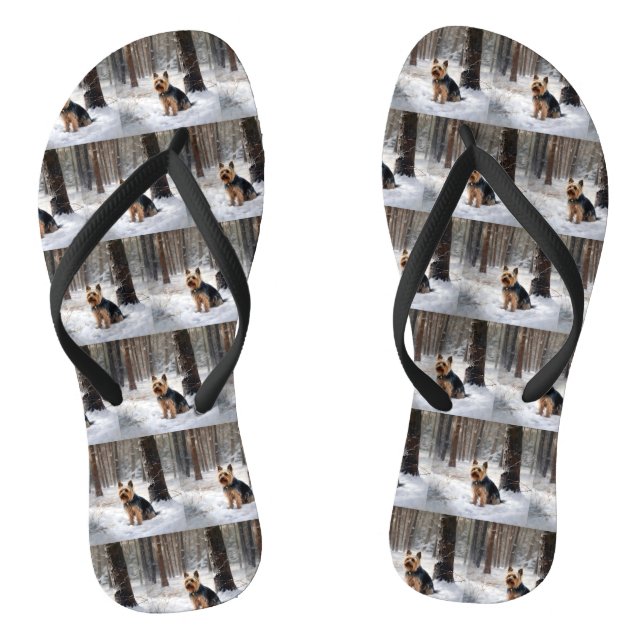 Silky Terrier Let It Snow Christmas  Jandals (Footbed)