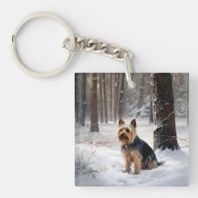 Silky Terrier Let It Snow Christmas  Key Ring (Front)