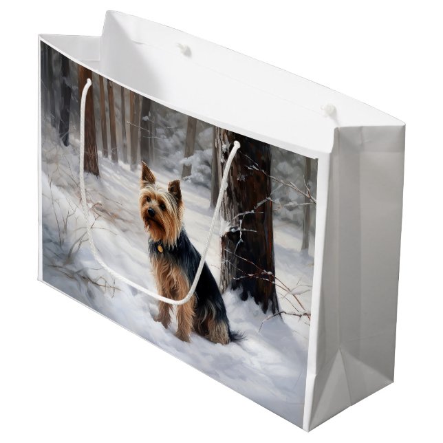 Silky Terrier Let It Snow Christmas  Large Gift Bag (Front Angled)