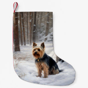 Silky Terrier Let It Snow Christmas  Small Christmas Stocking