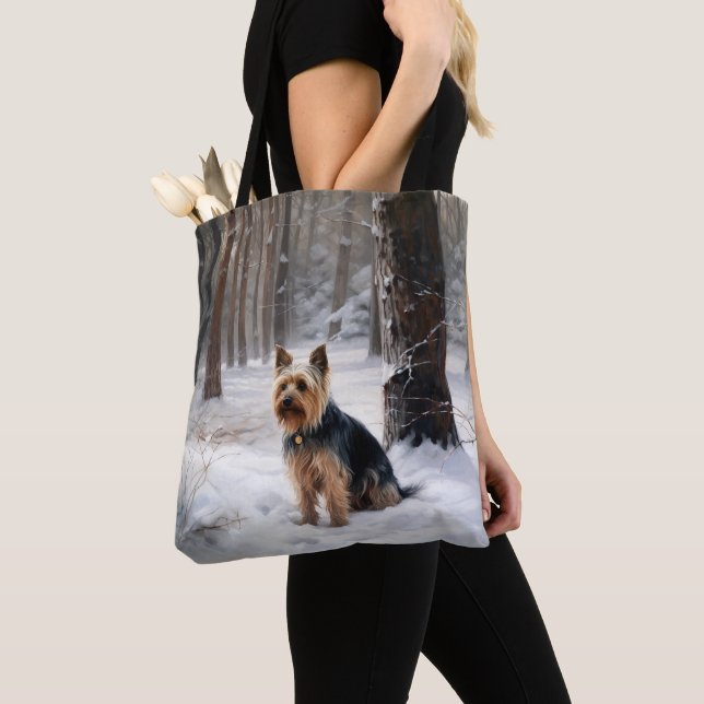 Silky Terrier Let It Snow Christmas  Tote Bag (Close Up)