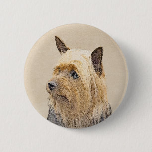 Silky Terrier Painting - Cute Original Dog Art 6 Cm Round Badge