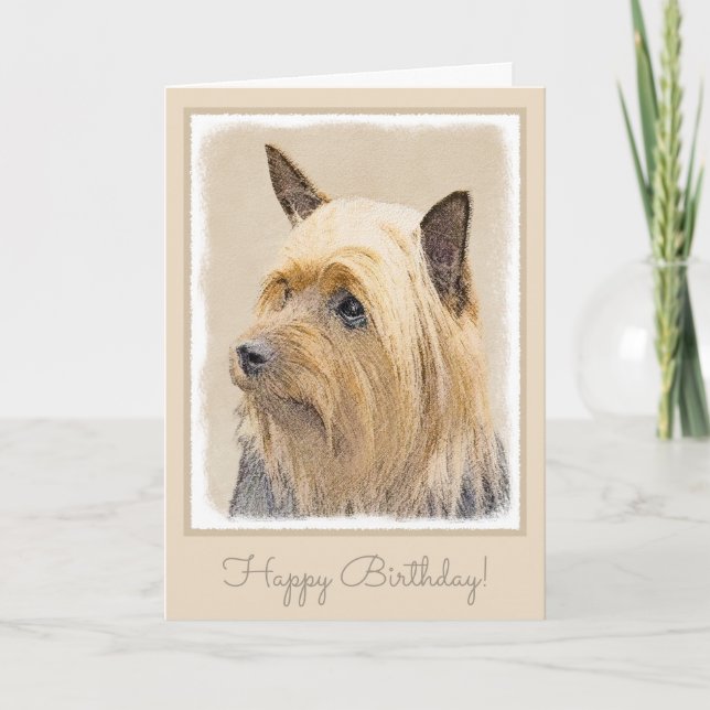 Silky Terrier Painting - Cute Original Dog Art Card (Front)