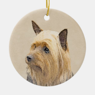 Silky Terrier Painting - Cute Original Dog Art Ceramic Tree Decoration