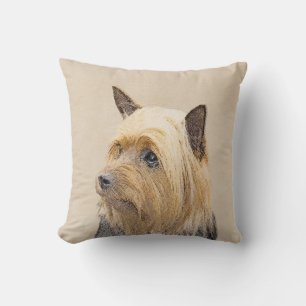 Silky Terrier Painting - Cute Original Dog Art Cushion