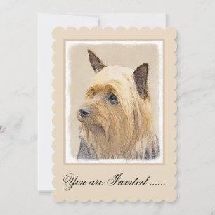 Silky Terrier Painting - Cute Original Dog Art Invitation