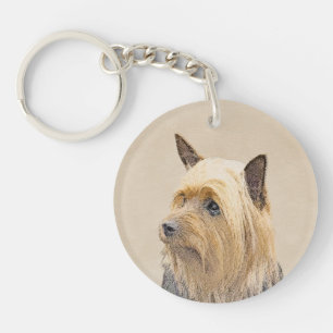 Silky Terrier Painting - Cute Original Dog Art Key Ring