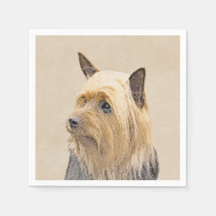 Silky Terrier Painting - Cute Original Dog Art Napkin