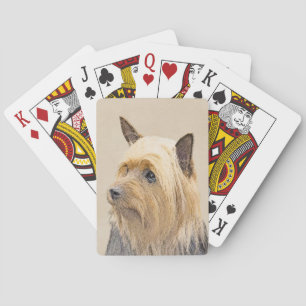 Silky Terrier Painting - Cute Original Dog Art Playing Cards