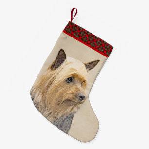 Silky Terrier Painting - Cute Original Dog Art Small Christmas Stocking