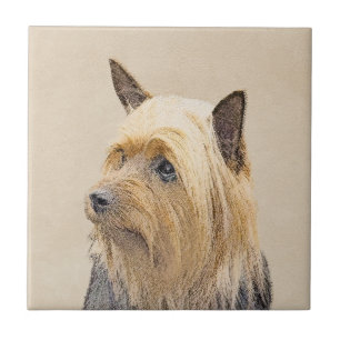 Silky Terrier Painting - Cute Original Dog Art Tile