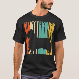 Silky Terrier Retro 1970's Dog Silhouette Silky Te T-Shirt