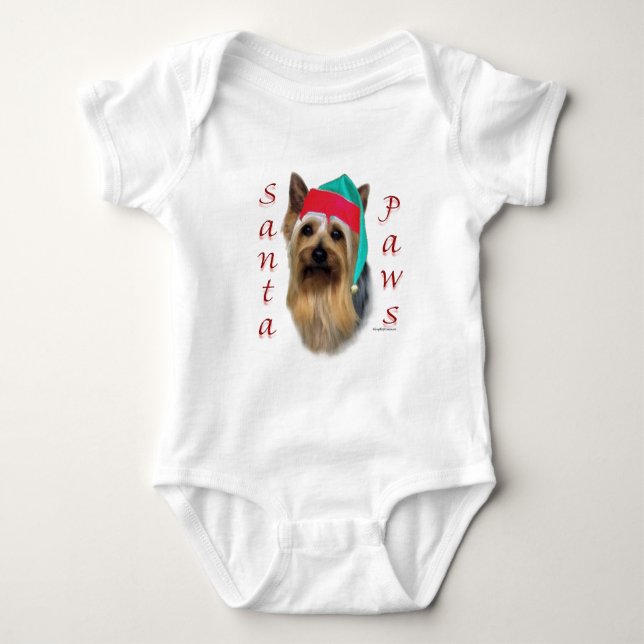 Silky Terrier Santa Paws Baby Bodysuit (Front)