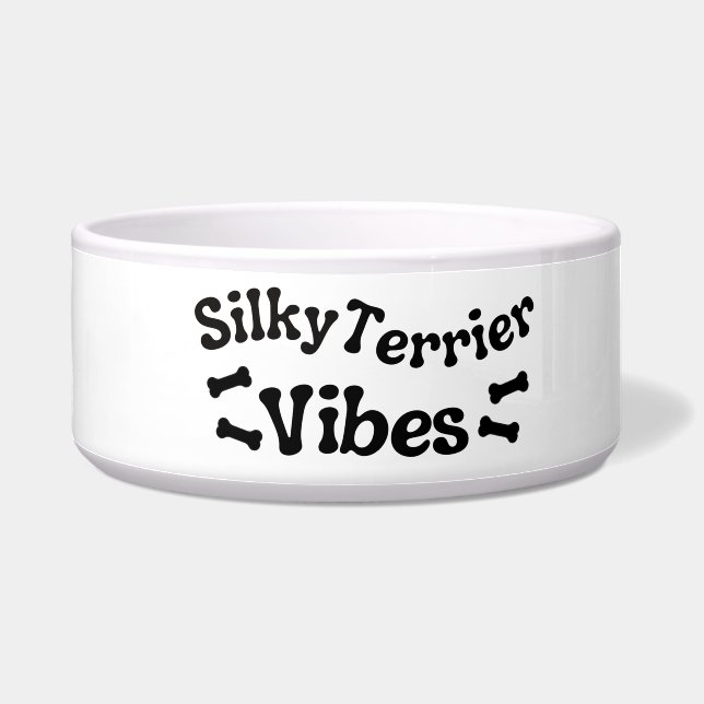 Silky Terrier Vibes Ceramic Dog Bowl  (Left)