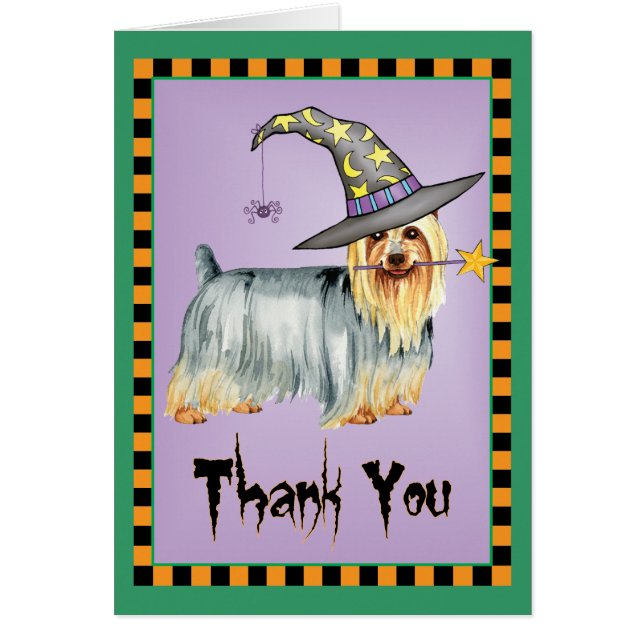 Silky Terrier Witch Thank You card (Front)