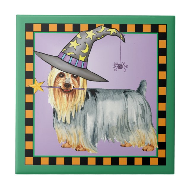Silky Terrier Witch Tile (Front)