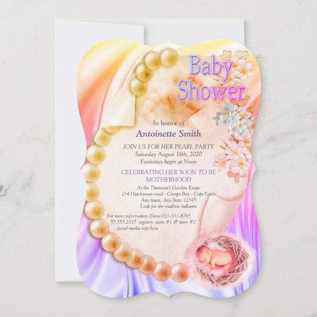 Silky Violet Pearl Baby Shower Invitation (Front)