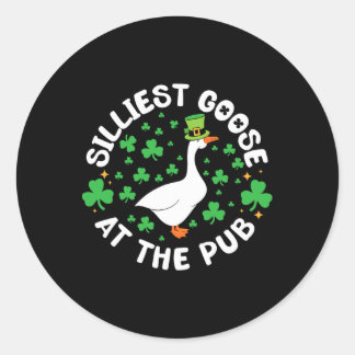 Silliest Goose At The Pub Funny Shamrock St Patric Classic Round Sticker