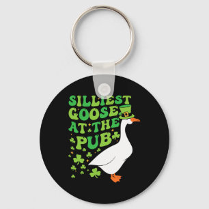 Silliest Goose At The Pub Funny Shamrock St Patric Key Ring