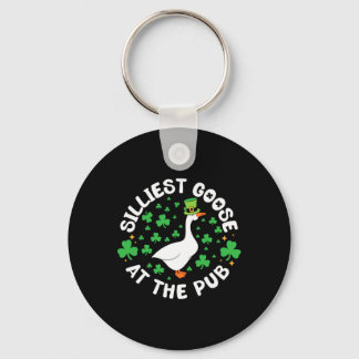 Silliest Goose At The Pub Funny Shamrock St Patric Key Ring