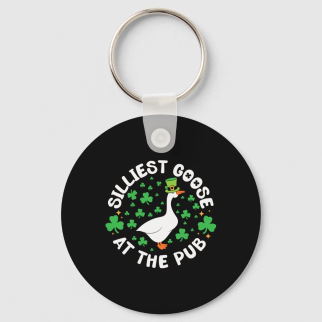 Silliest Goose At The Pub Funny Shamrock St Patric Key Ring (Front)