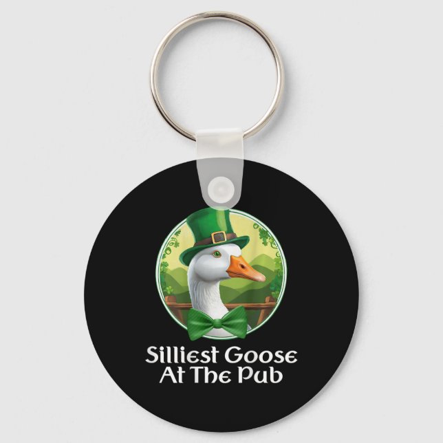 Silliest Goose At The Pub St Patricks Day Funny Go Key Ring (Front)