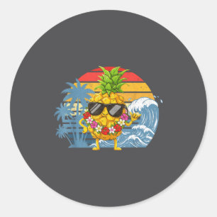 Silly Aloha Hawaiian Pineapple Sign Hawaii Shaka Classic Round Sticker