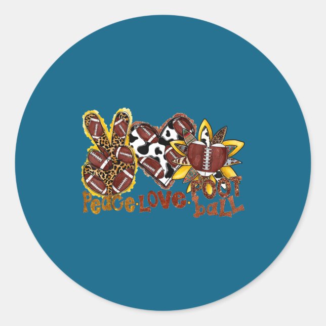 Silly American Peace Football Football Leopard Lov Classic Round Sticker (Front)