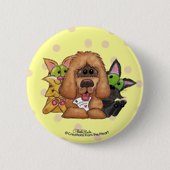 Silly and Tig with Sassie-Pet Adoption is LOVE 6 Cm Round Badge (Front)