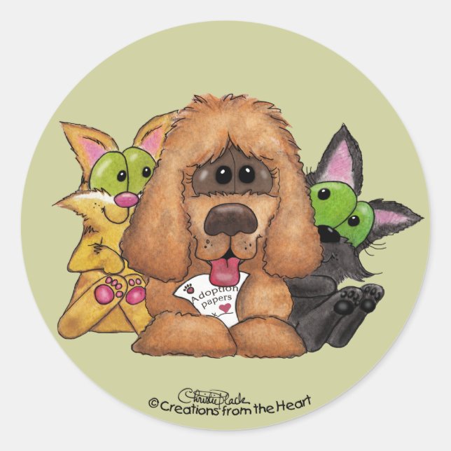 Silly and Tig with Sassie-Pet Adoption is LOVE Classic Round Sticker (Front)