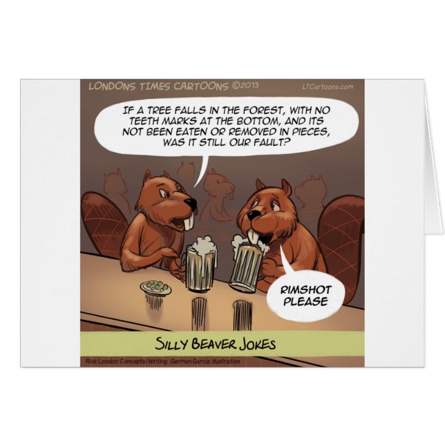 Silly Beaver Jokes Funny Cartoon (Front Horizontal)