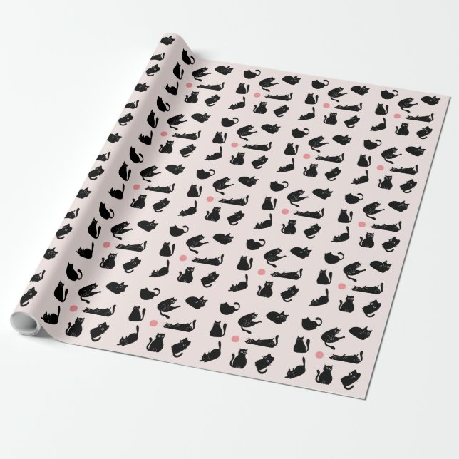 Silly Black Cats Wrapping Paper (Unrolled)