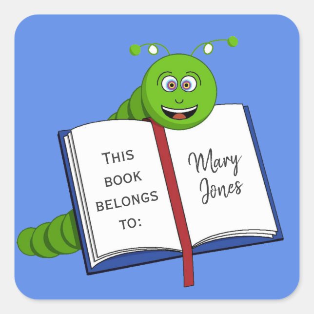 Silly Bookworm Bookplate Sticker (Front)