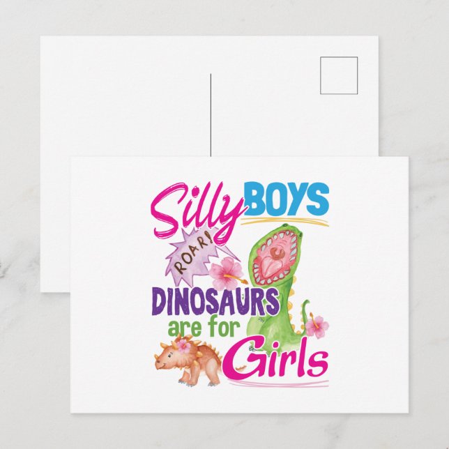 Silly Boys Dinosaurs are for Girls - Cute Postcard (Front/Back)