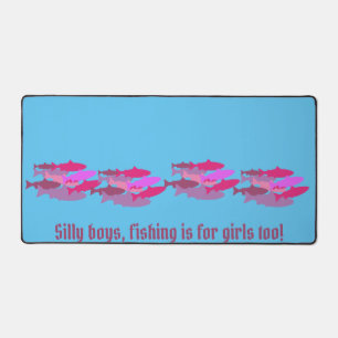"Silly boys..." Pink Camo Trout Desk Mat