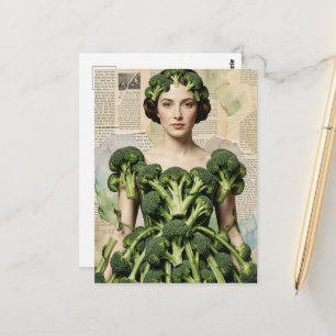 Silly Brocolli Dress Woman Postcard