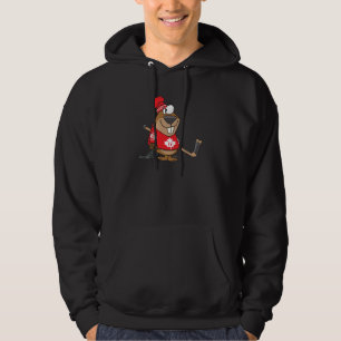silly canadian hockey beaver cartoon hoodie