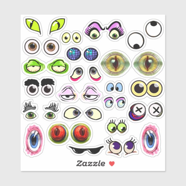 Silly Cartoon Eyes & Eyeballs Sticker Set (Sheet)