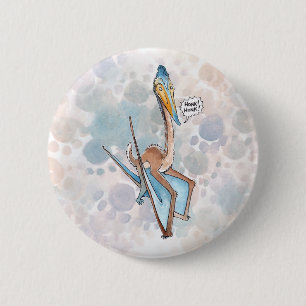 Silly Cartoon Quetzalcoatlus Pterosaur 6 Cm Round Badge