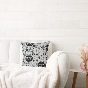 Silly Cat Faces Pillow