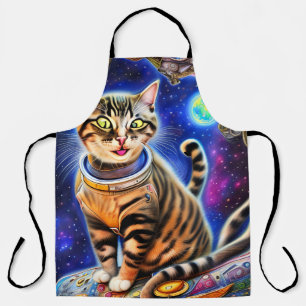 Silly Cat in Space World Meme Artwork Apron